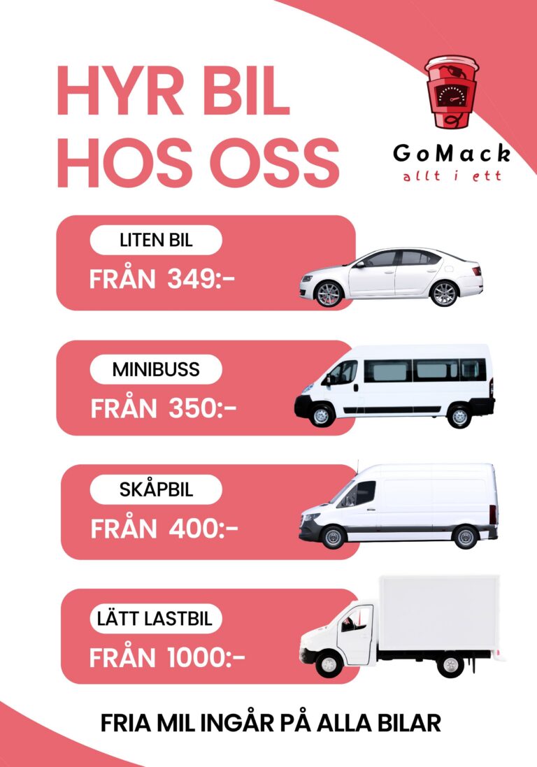 prislista av hyrbilar